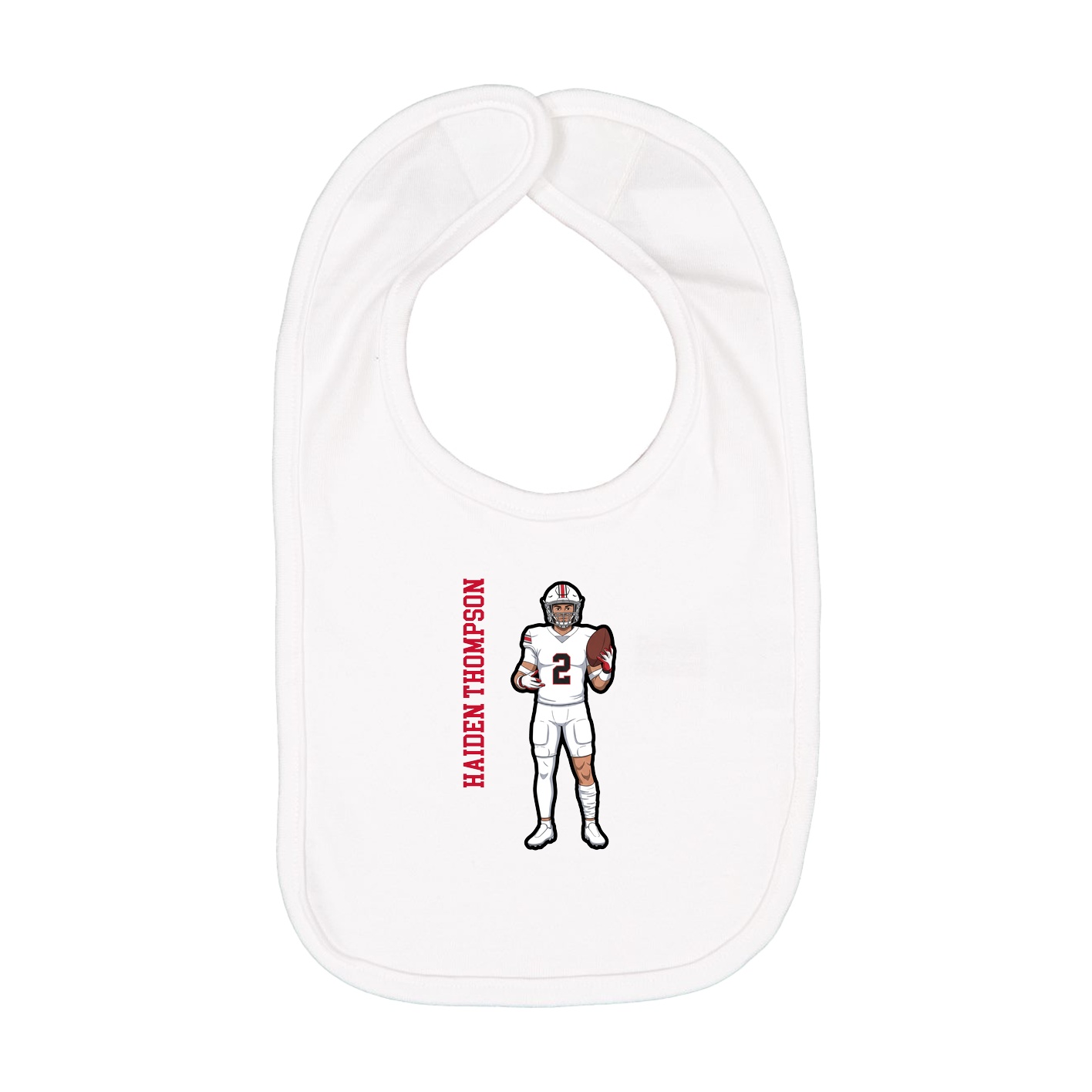 Infant Bib — Name Vertical in White