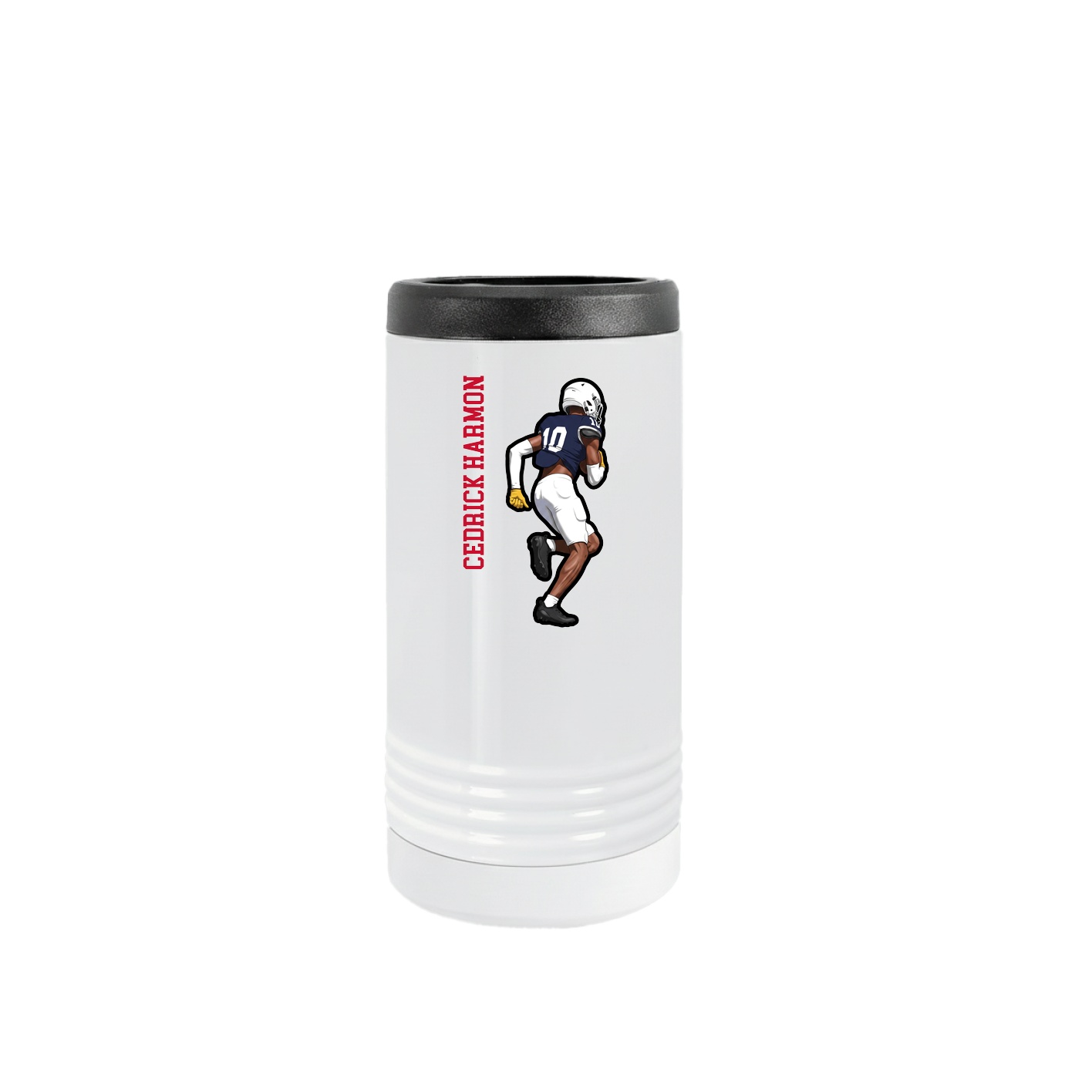 Slim Beverage Holder — Name Vertical in White