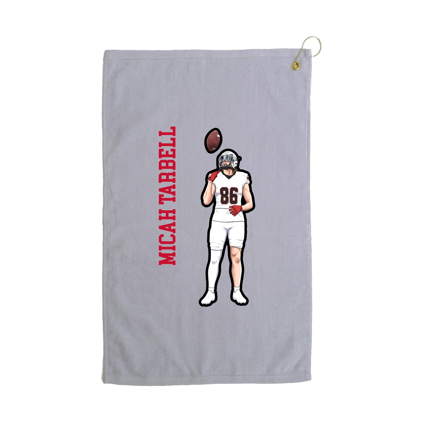 Golf Towel — Name Vertical in Grey