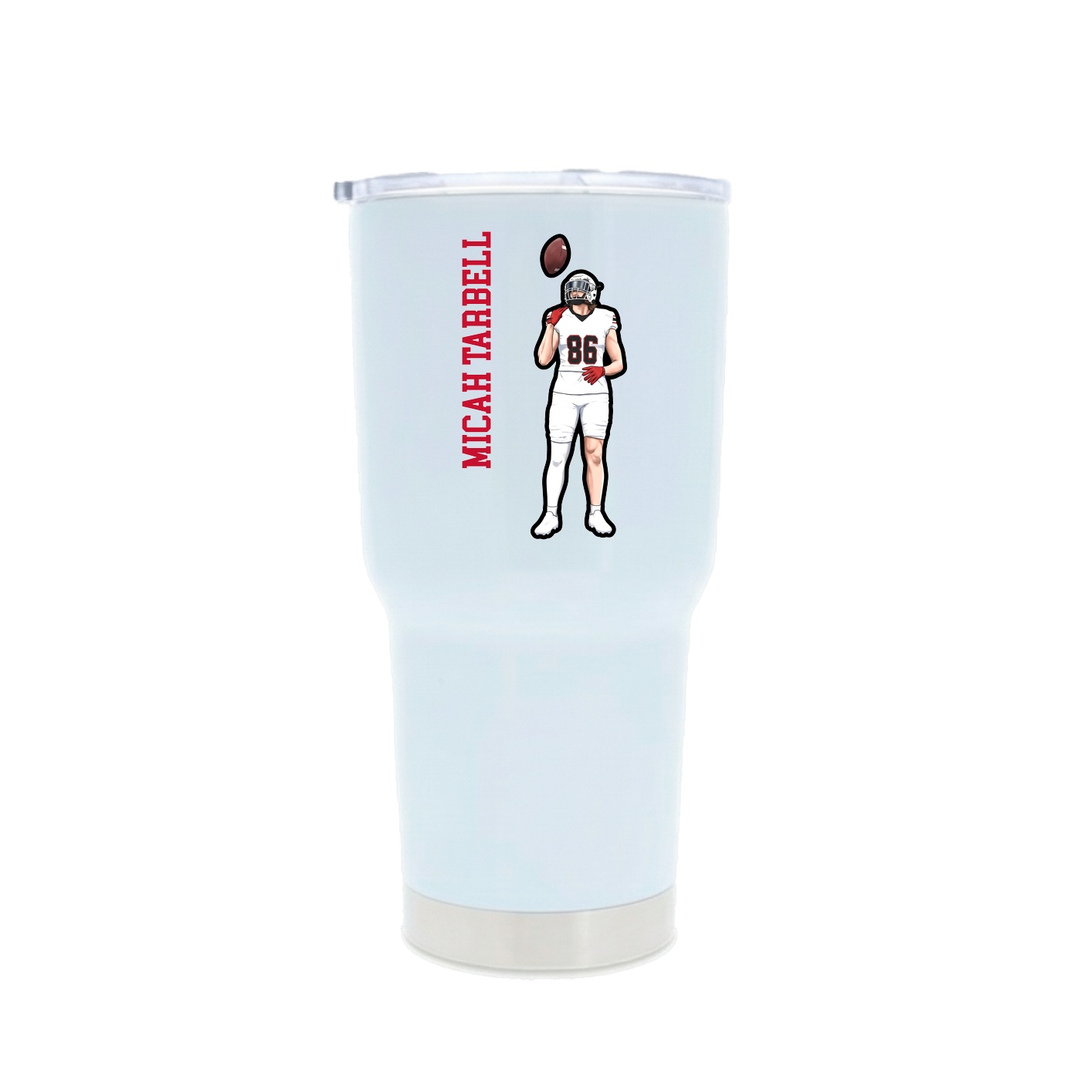 30oz Stainless Steel Tumbler — Name Vertical in White