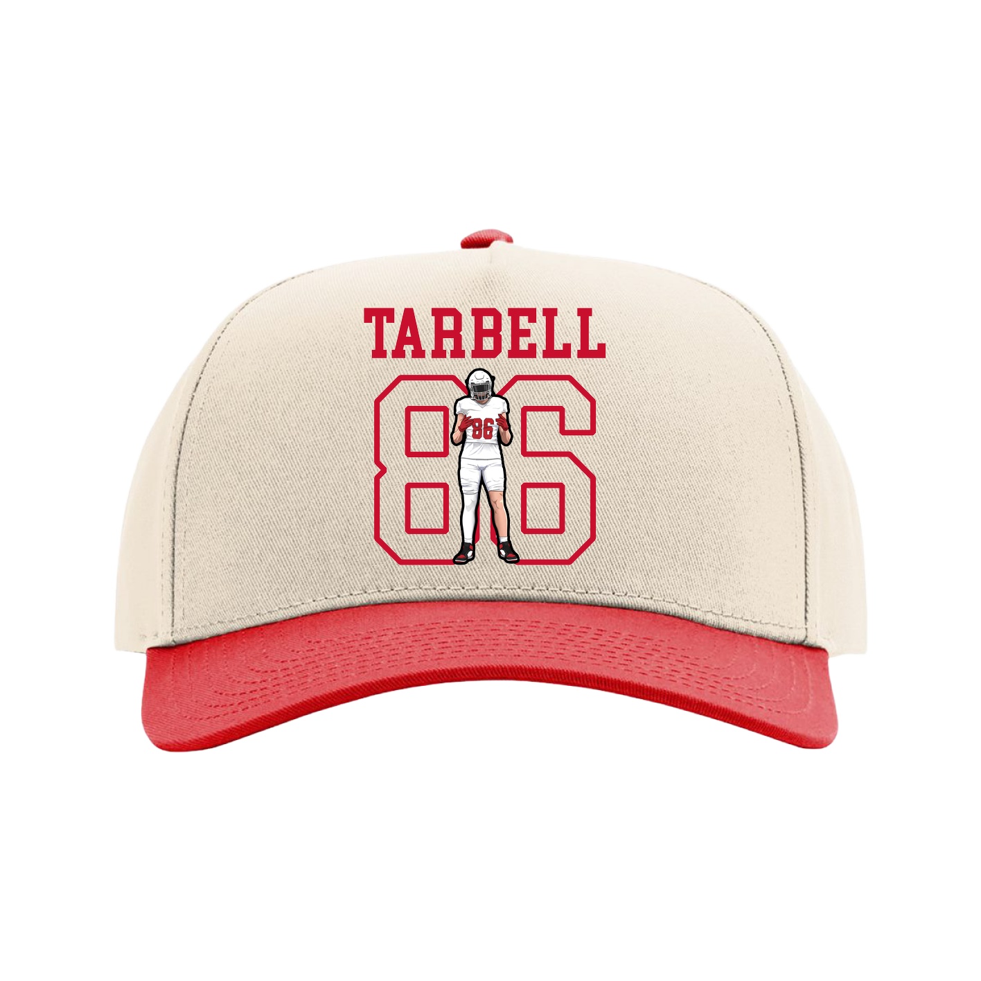Full Fabric Five-Panel Champ Cap — Shirsey in Cream/Red