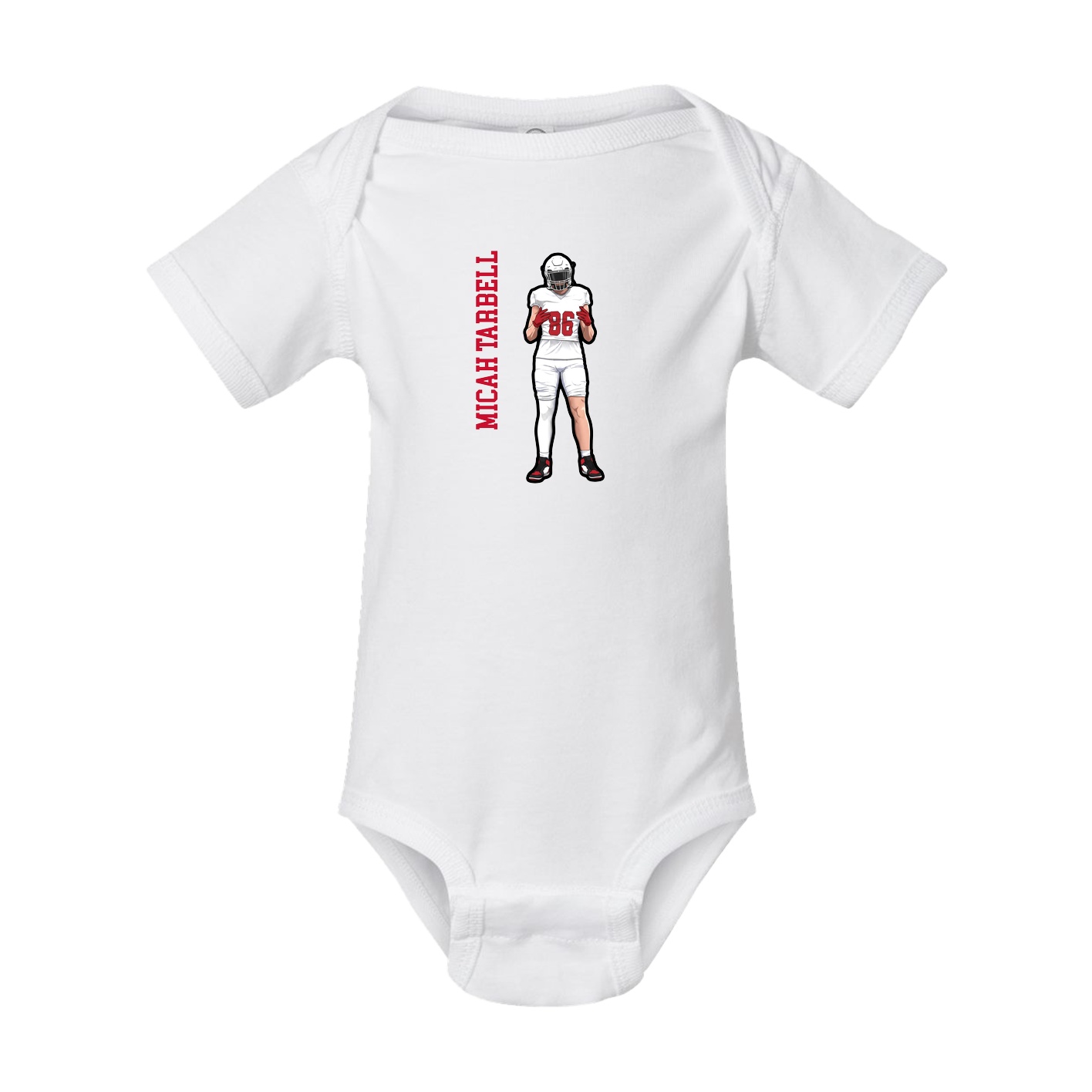 Baby Onesie — Name Vertical in White