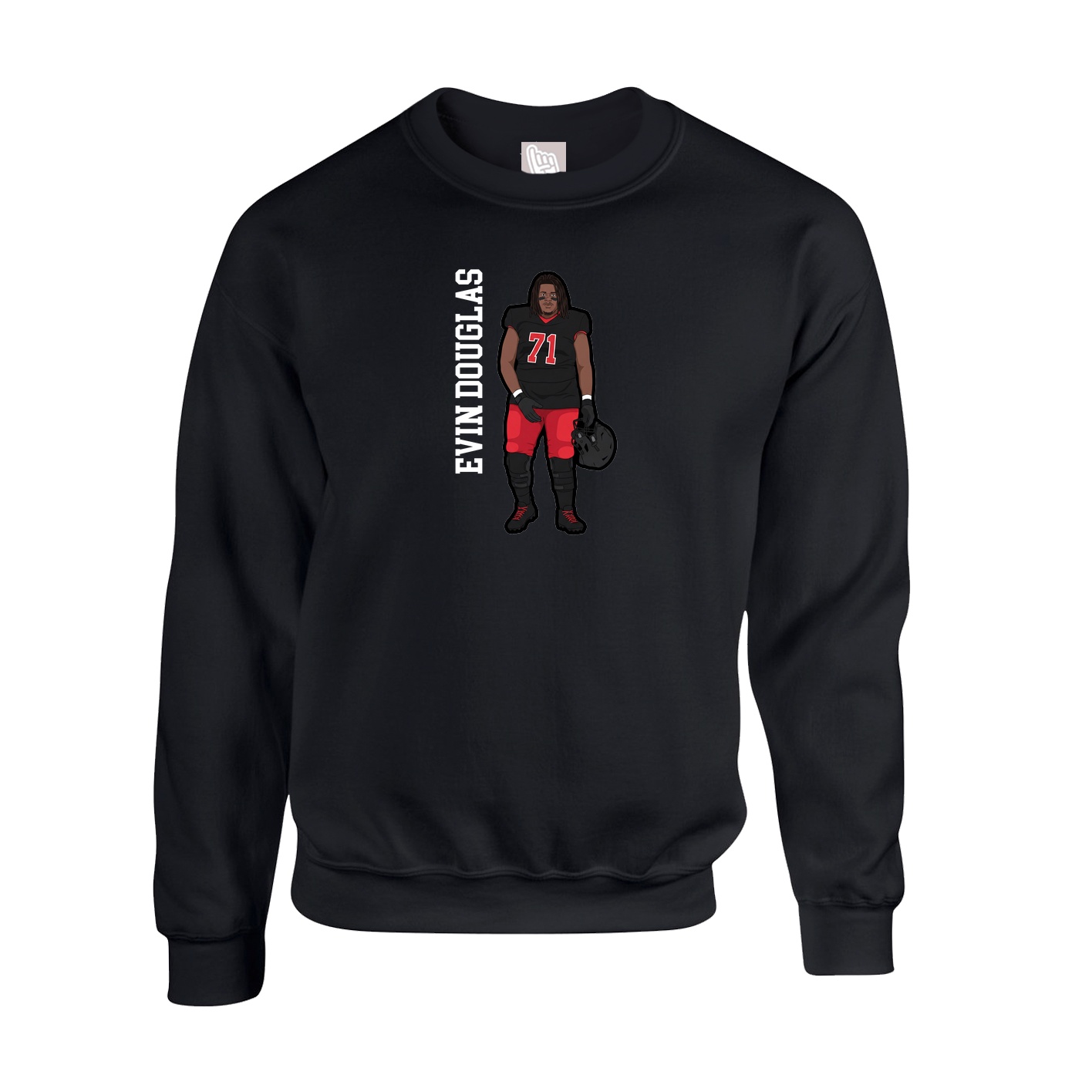 Fleece Crew — Name Vertical in Black
