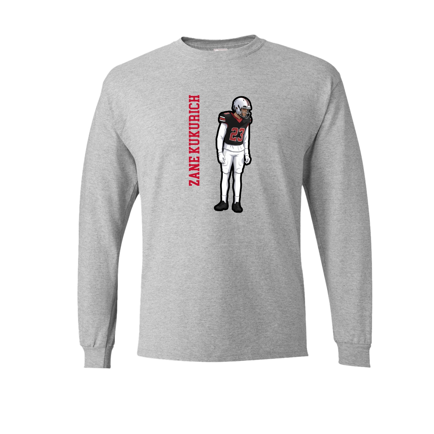Long Sleeve Tee — Name Vertical in Grey
