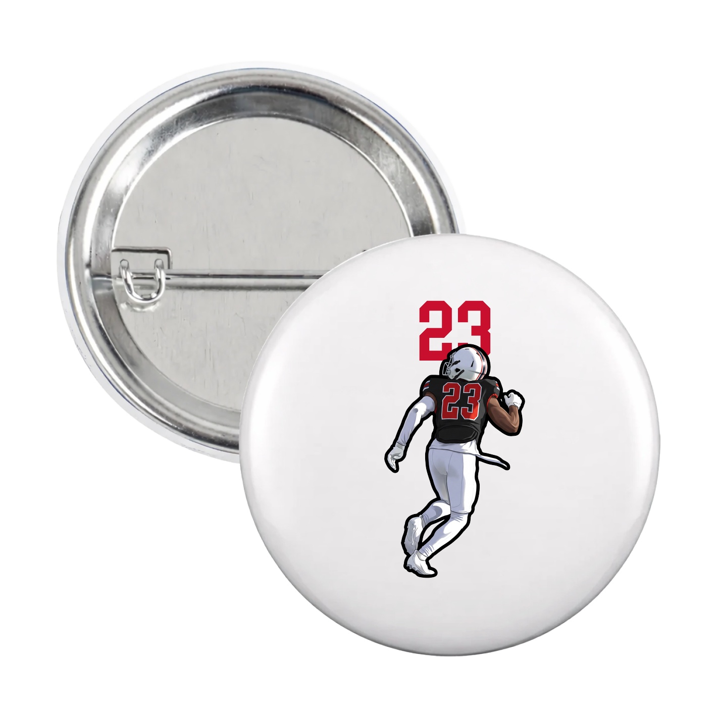 Game Day Button — Number Top in White