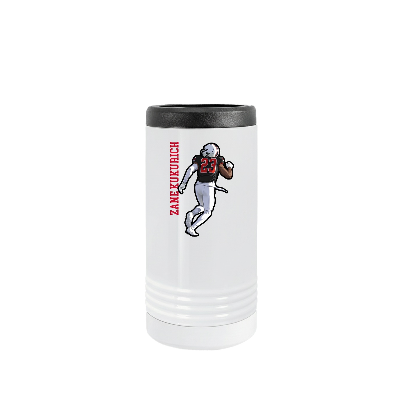 Slim Beverage Holder — Name Vertical in White