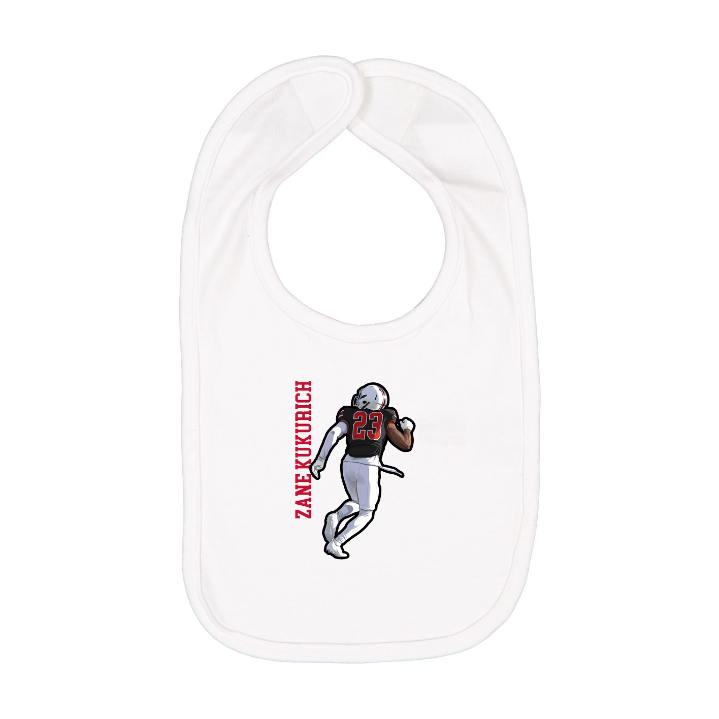 Infant Bib — Name Vertical in White