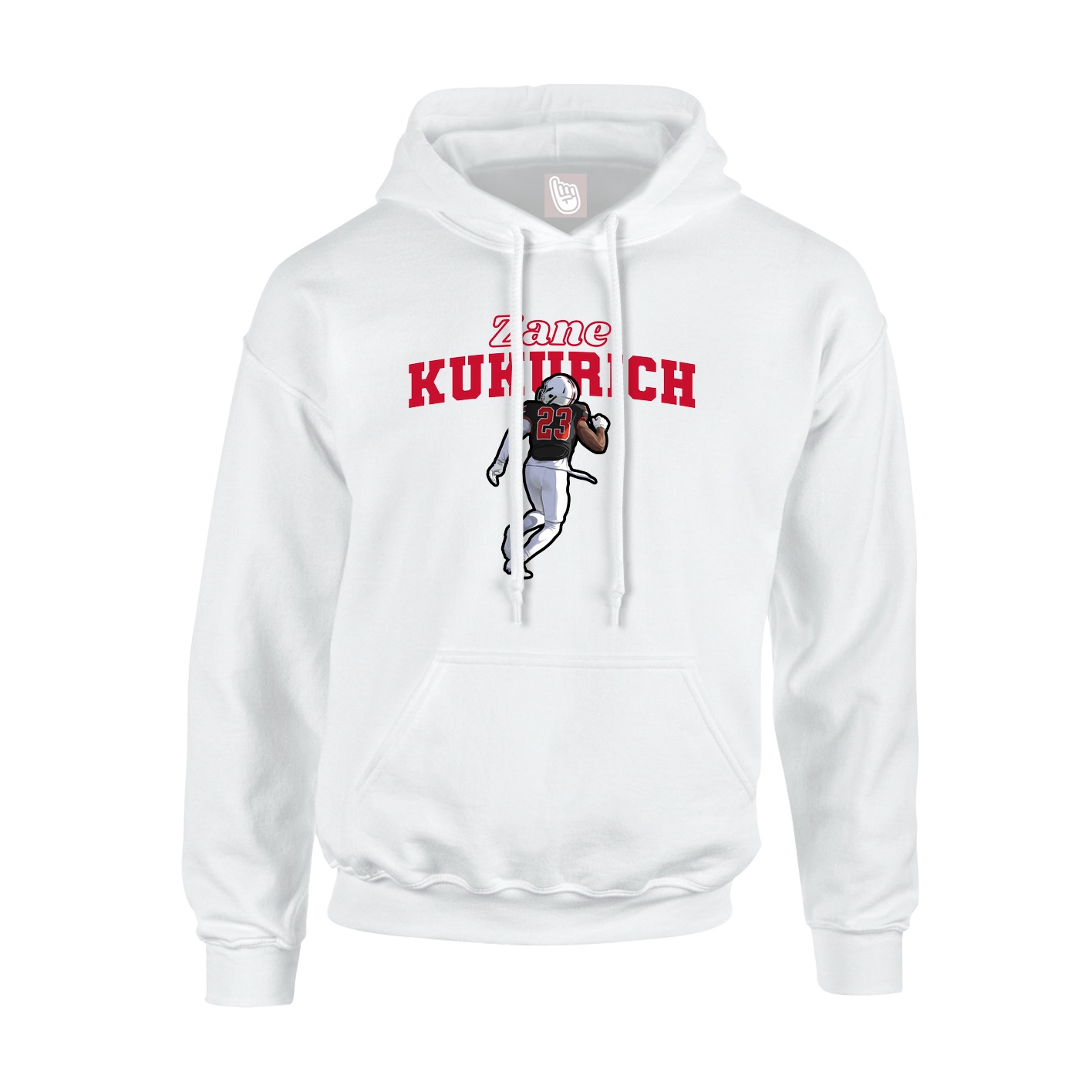 Youth Hoodie — Name Arch in White