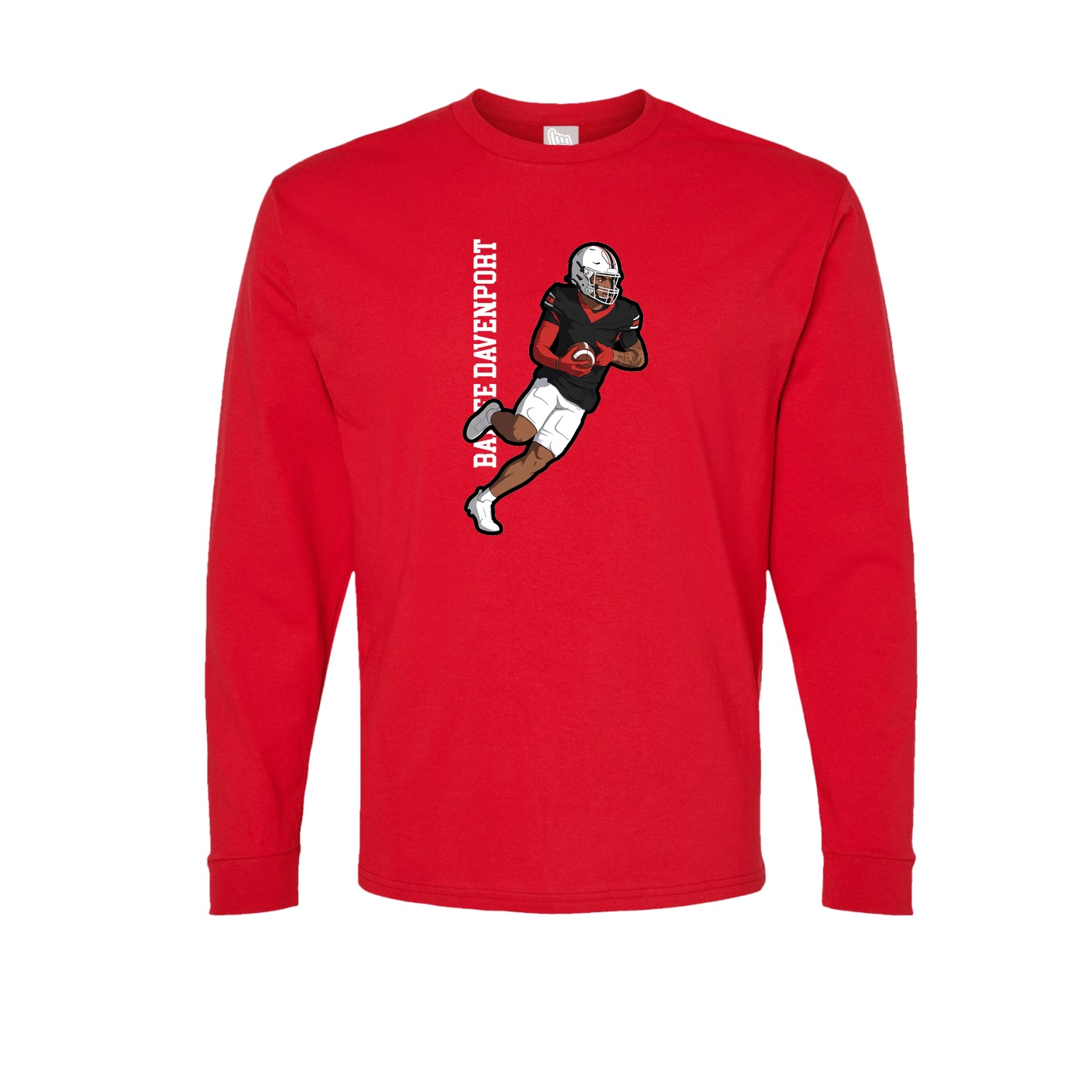 Long Sleeve Tee — Name Vertical in Red