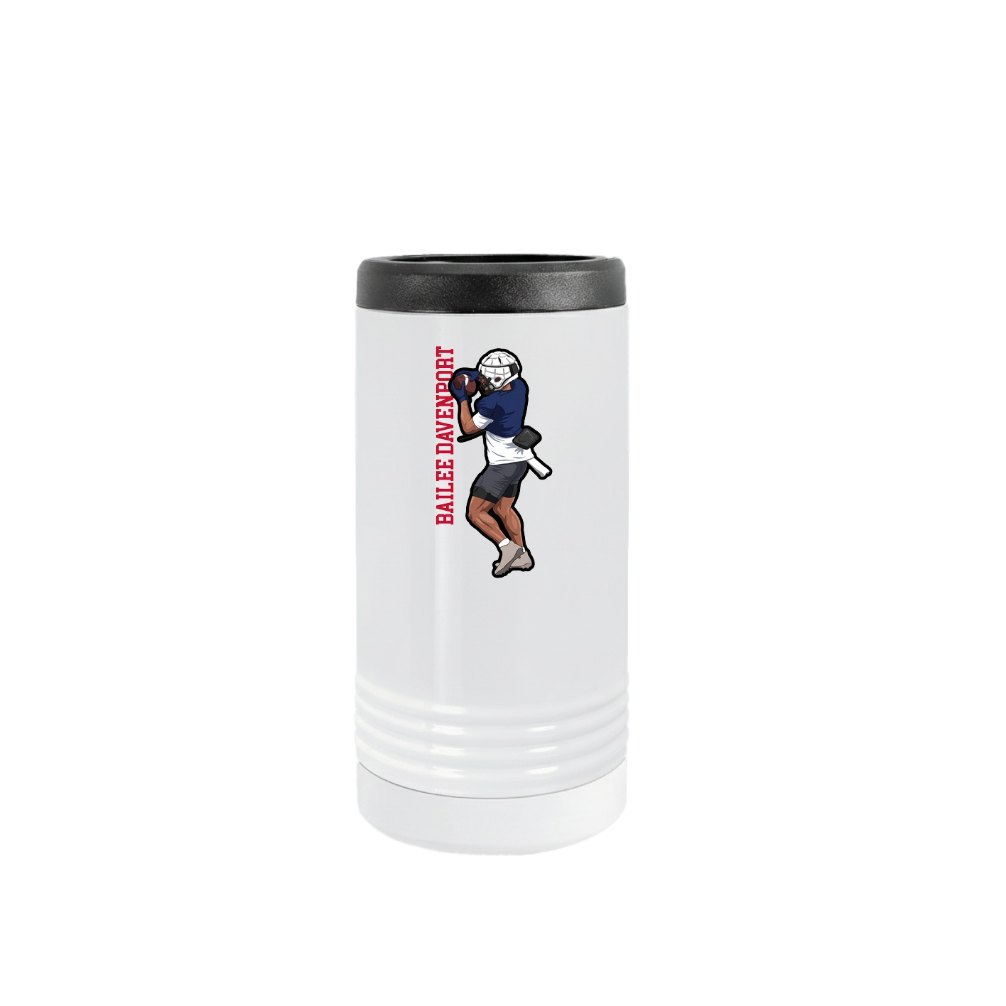 Slim Beverage Holder — Name Vertical in White