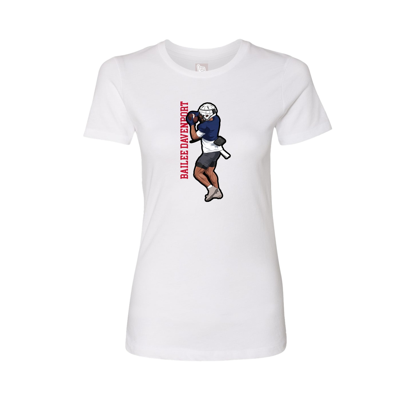 Fitted Women's Tee — Name Vertical in White