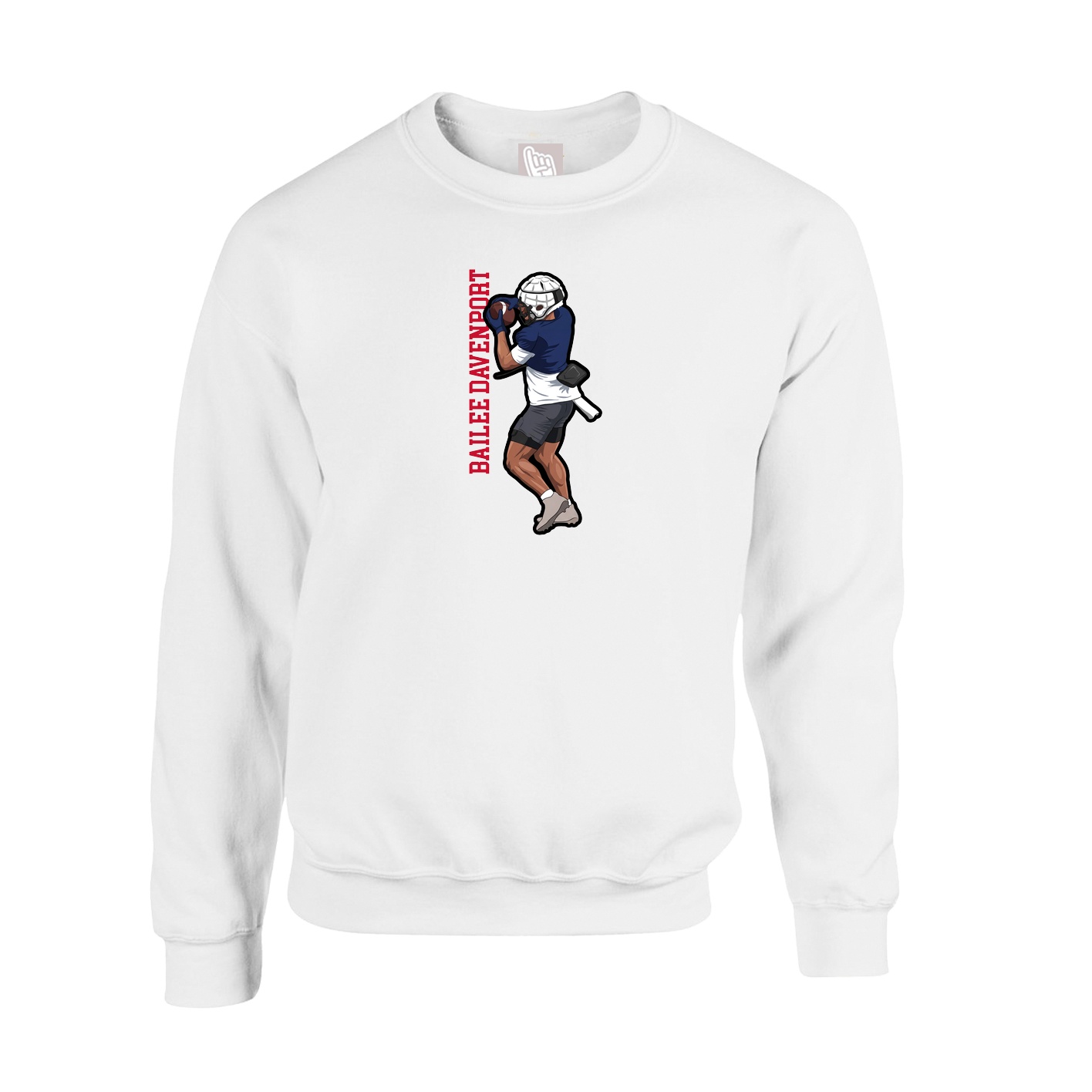 Fleece Crew — Name Vertical in White