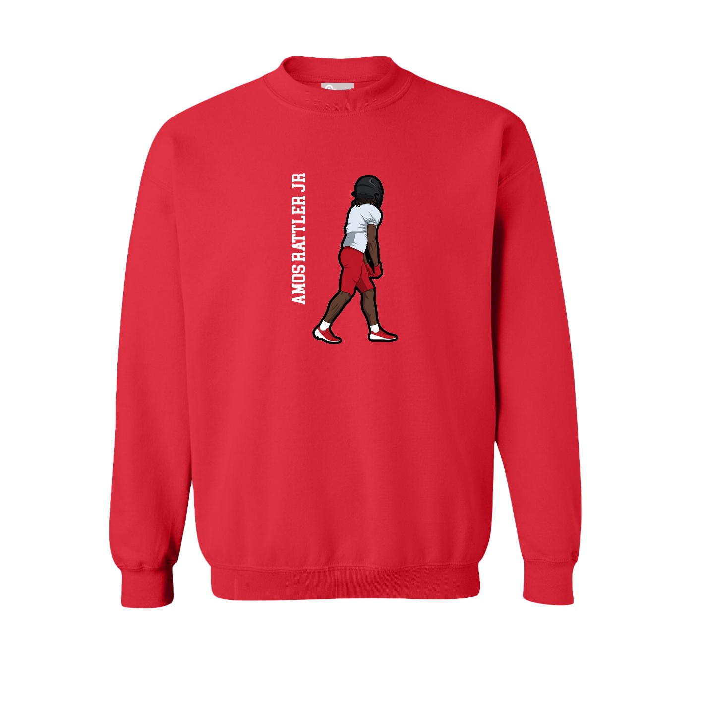 Fleece Crew — Name Vertical in Red