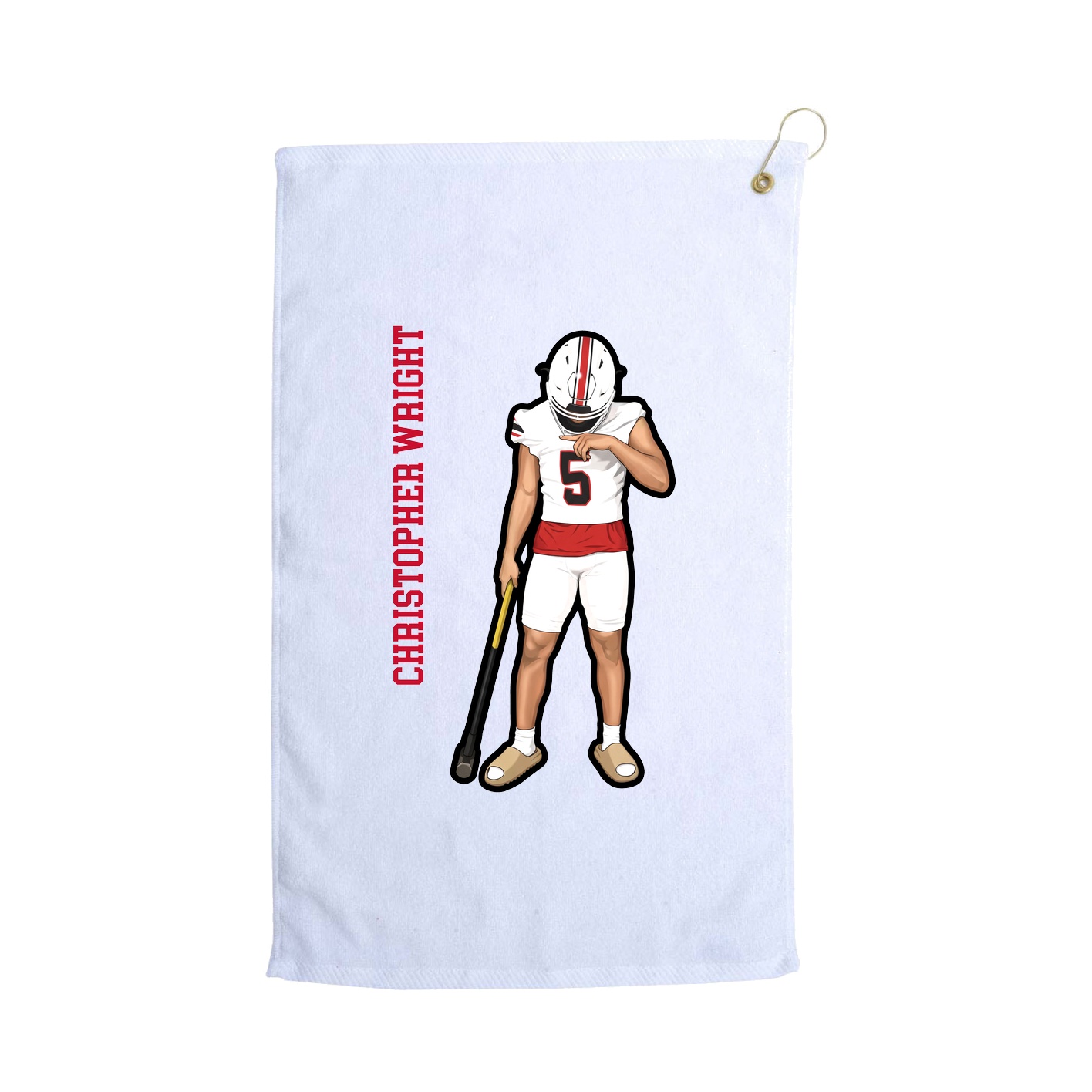 Golf Towel — Name Vertical in White