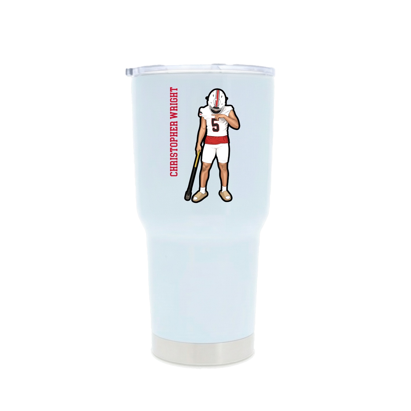 30oz Stainless Steel Tumbler — Name Vertical in White