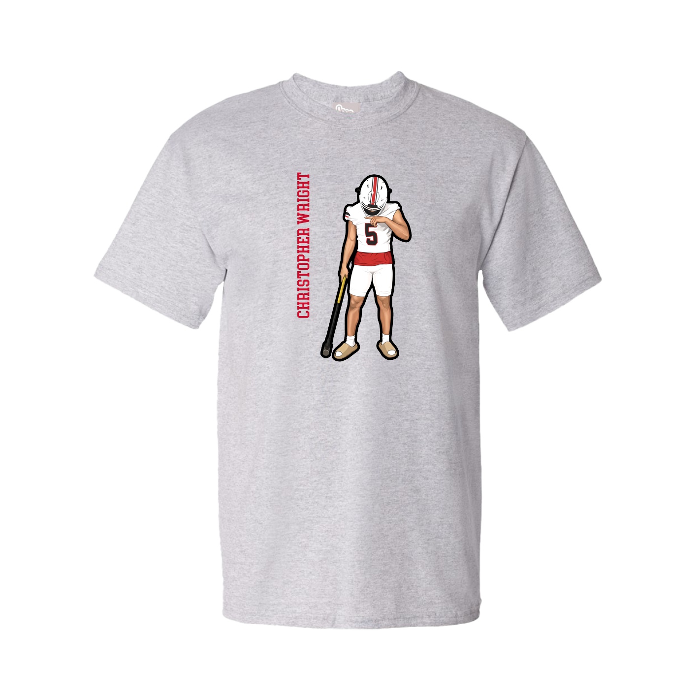 Youth Tee — Name Vertical in Grey