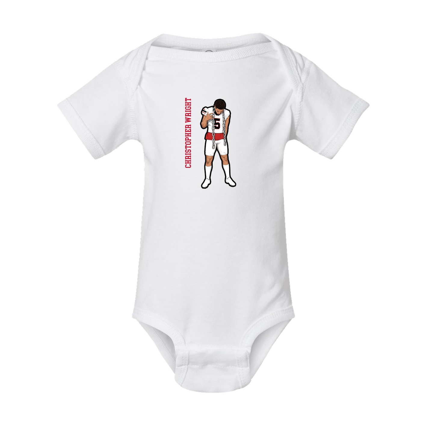 Baby Onesie — Name Vertical in White