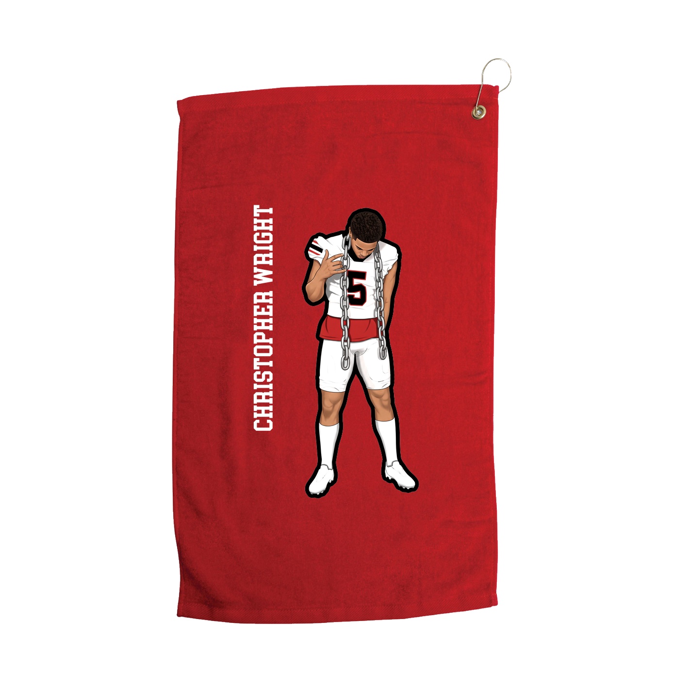 Golf Towel — Name Vertical in Red