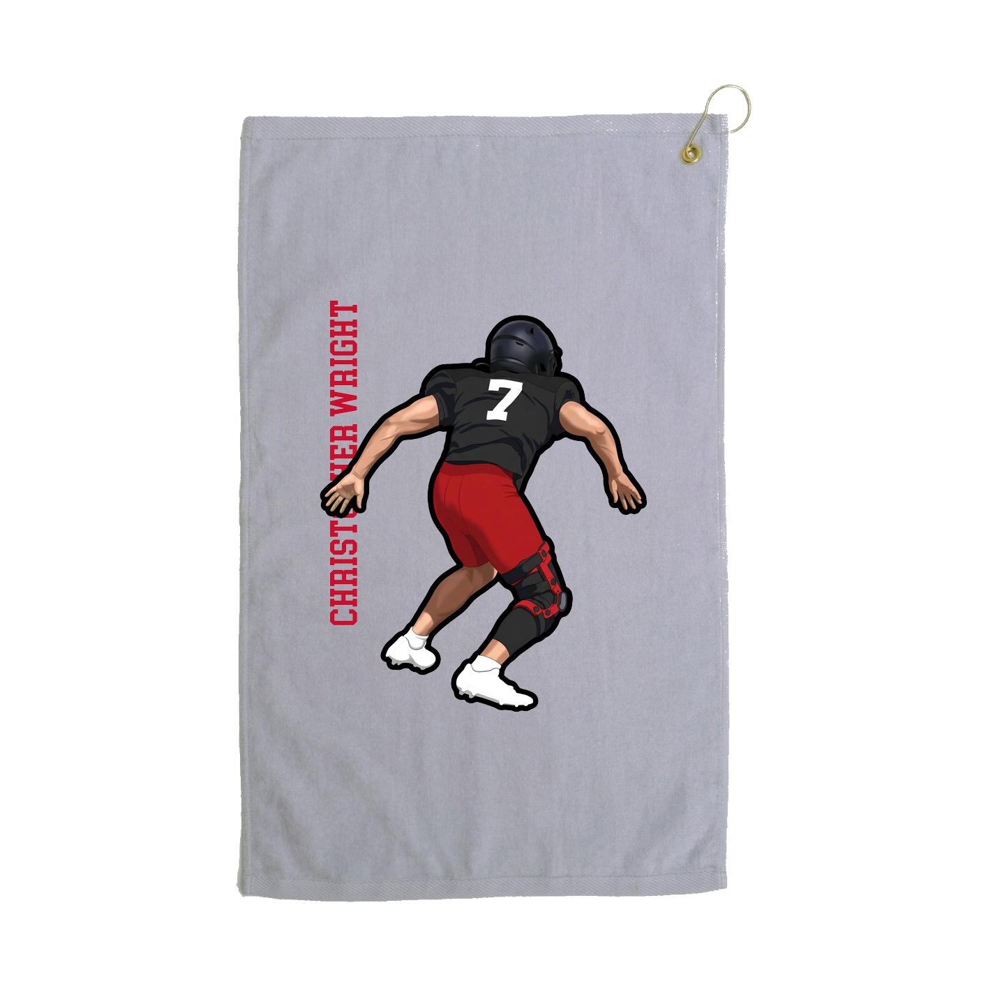 Golf Towel — Name Vertical in Grey