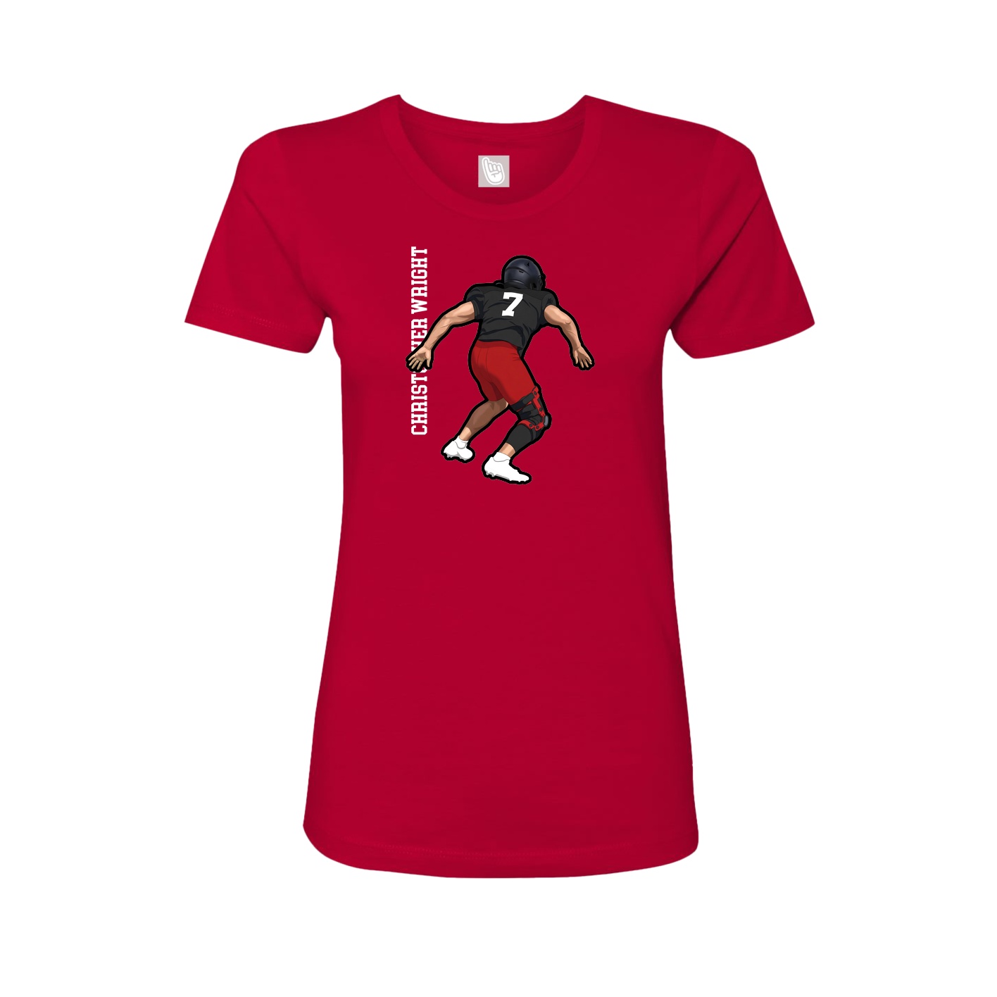 Fitted Women's Tee — Name Vertical in Red