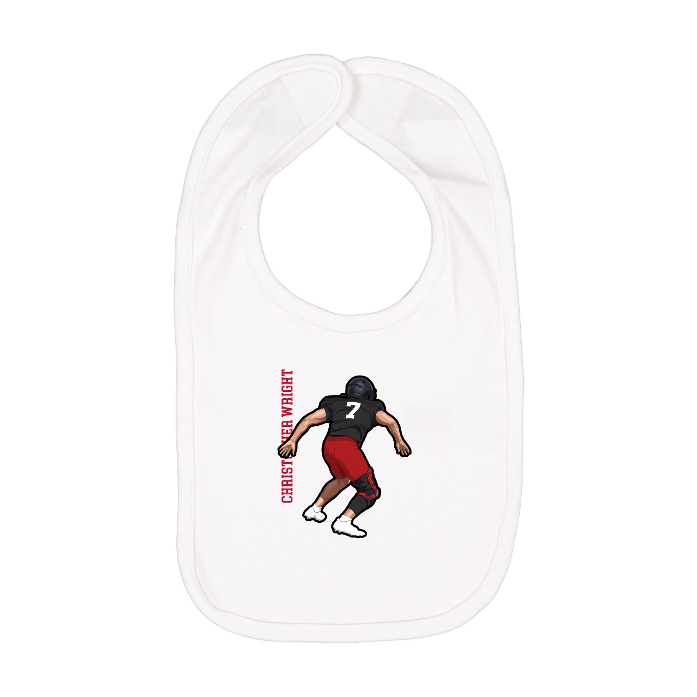 Infant Bib — Name Vertical in White
