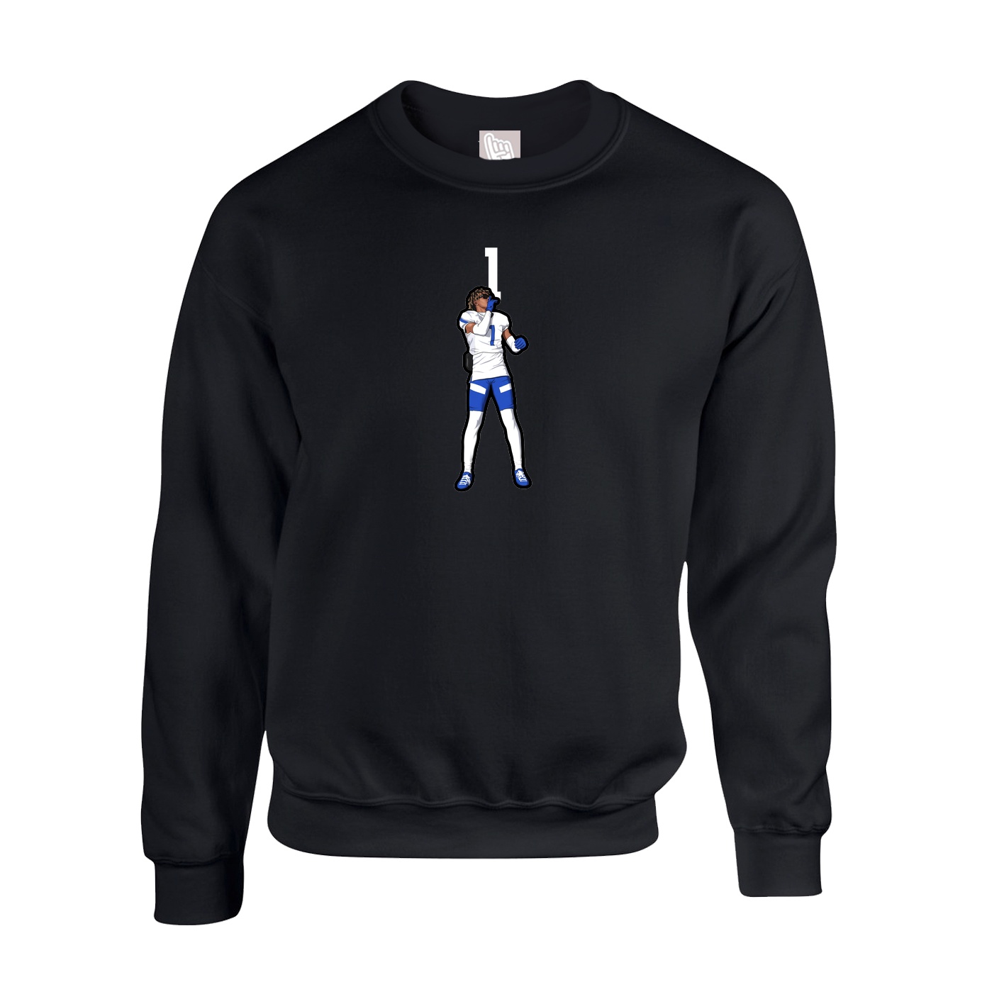 Fleece Crew — Number Top in Black