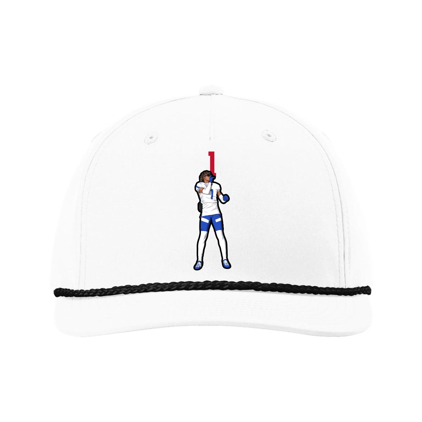Five-Panel Classic Rope Cap — Number Top in White