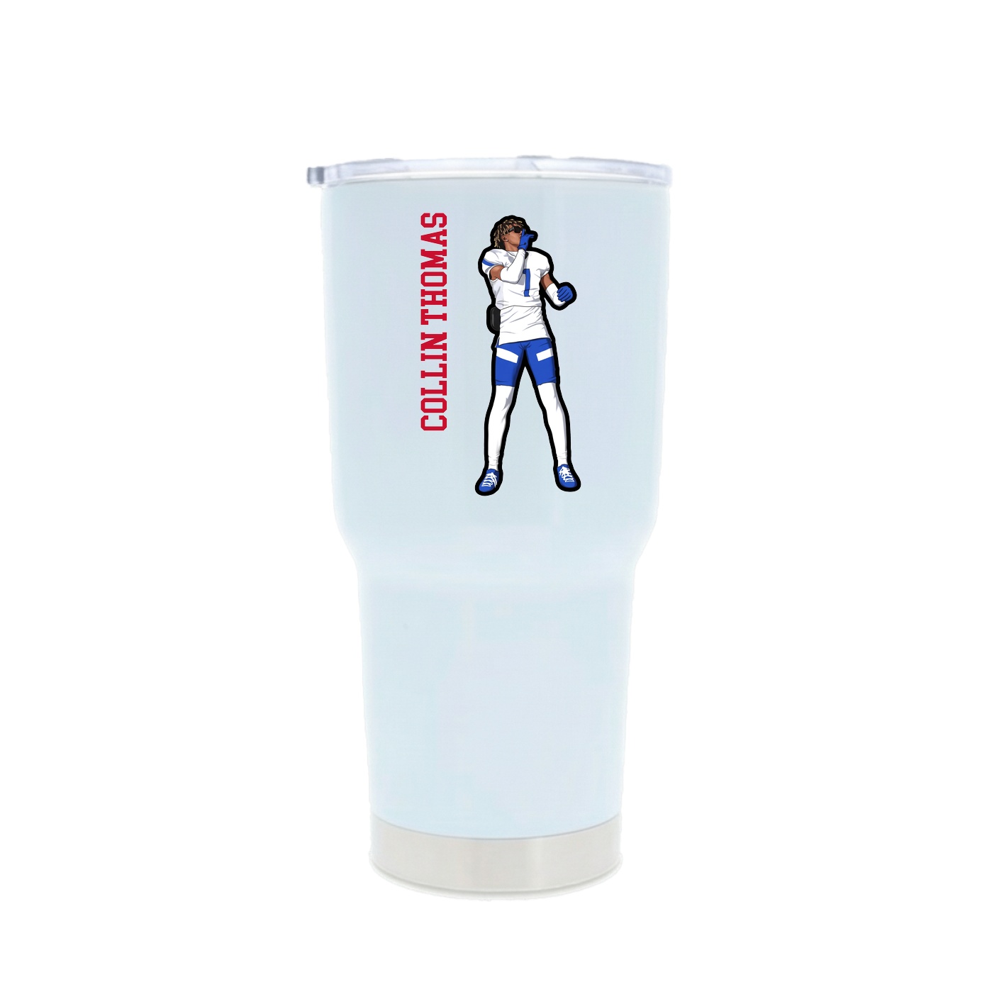 30oz Stainless Steel Tumbler — Name Vertical in White