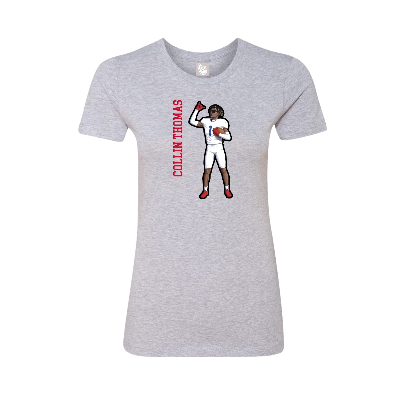 Fitted Women's Tee — Name Vertical in Grey