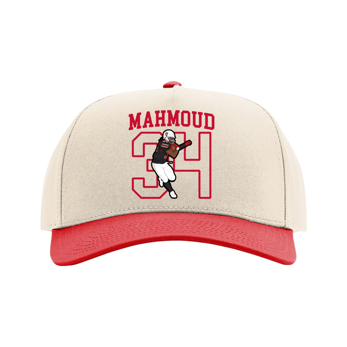 Full Fabric Five-Panel Champ Cap — Shirsey in Cream/Red