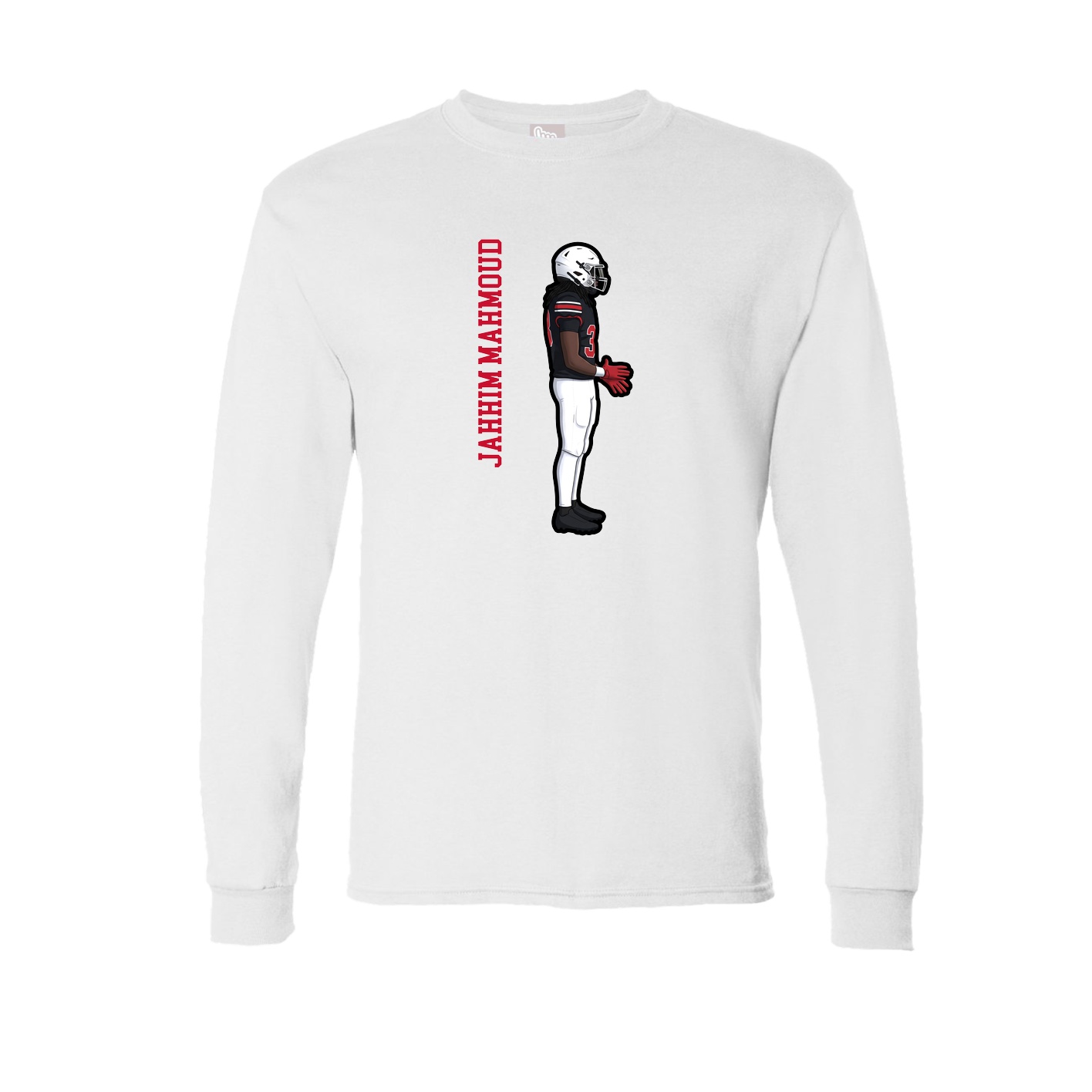 Long Sleeve Tee — Name Vertical in White
