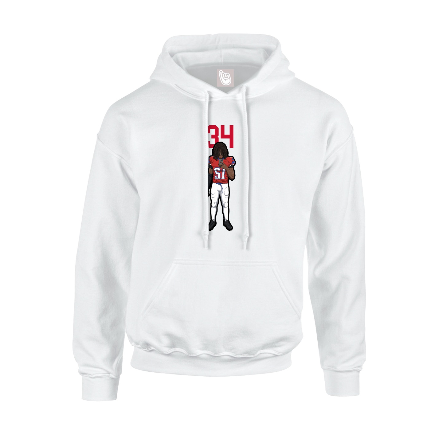Youth Hoodie — Number Top in White
