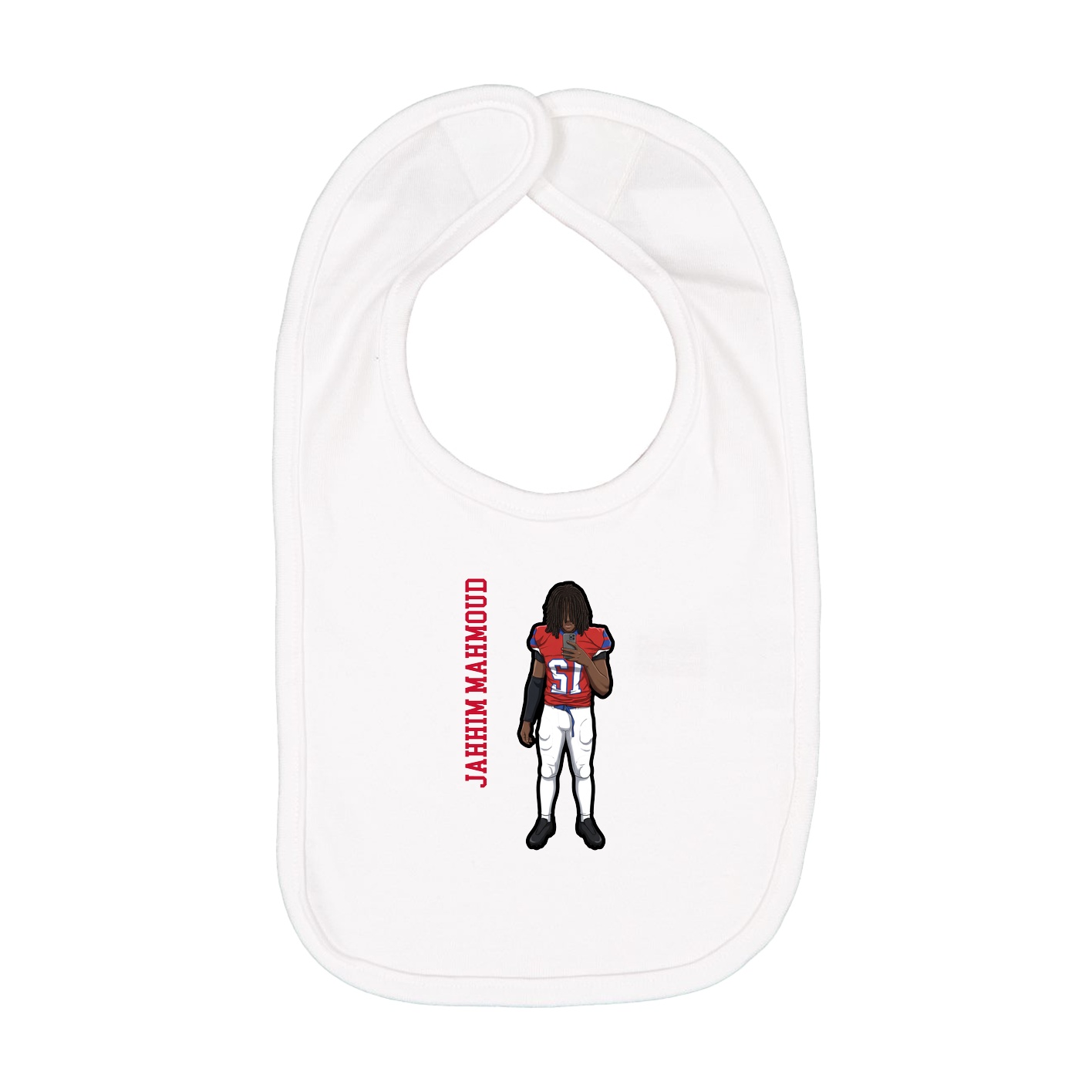 Infant Bib — Name Vertical in White
