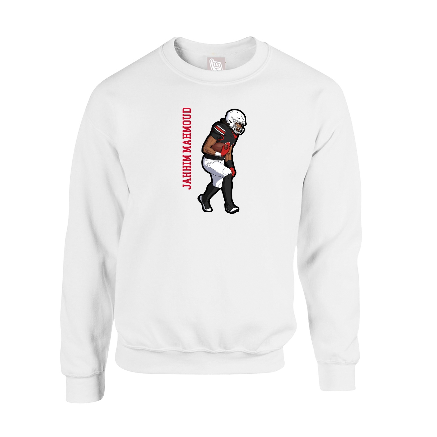 Fleece Crew — Name Vertical in White