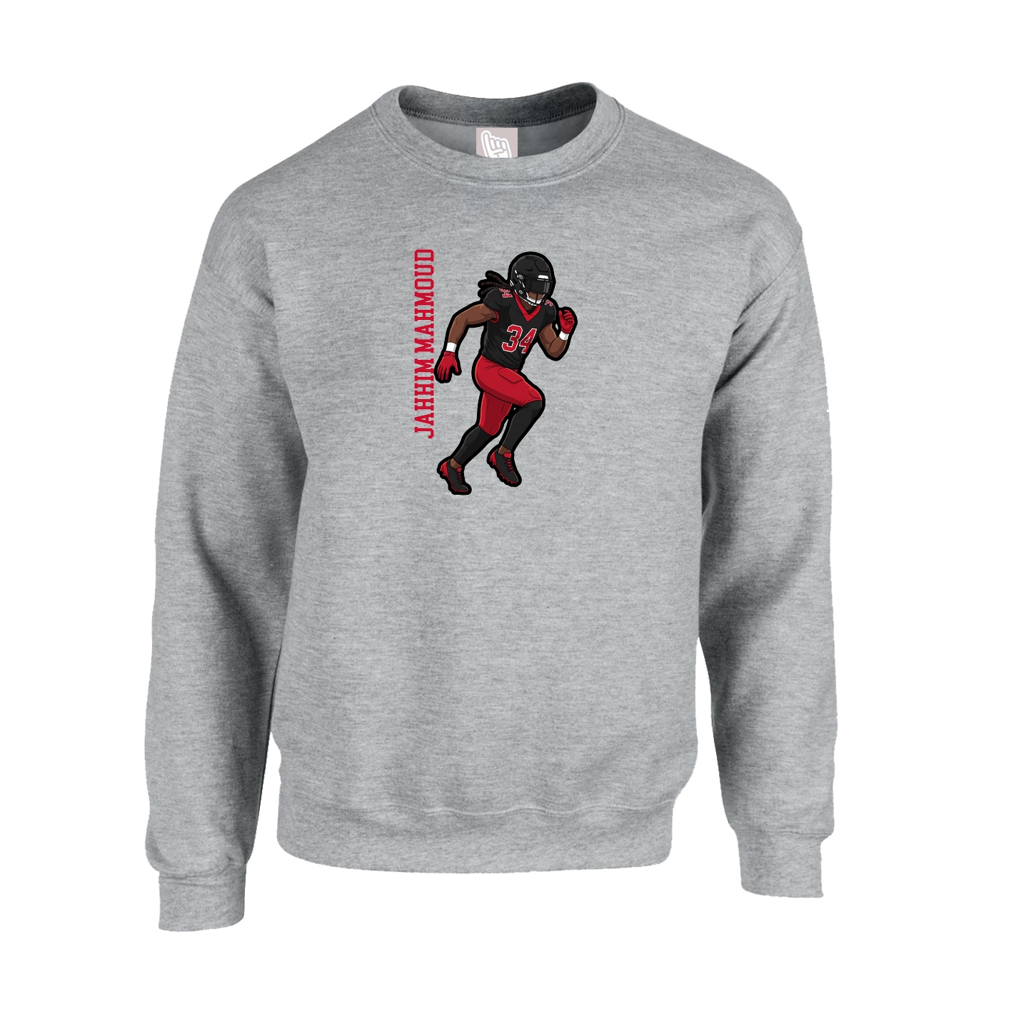 Fleece Crew — Name Vertical in Grey