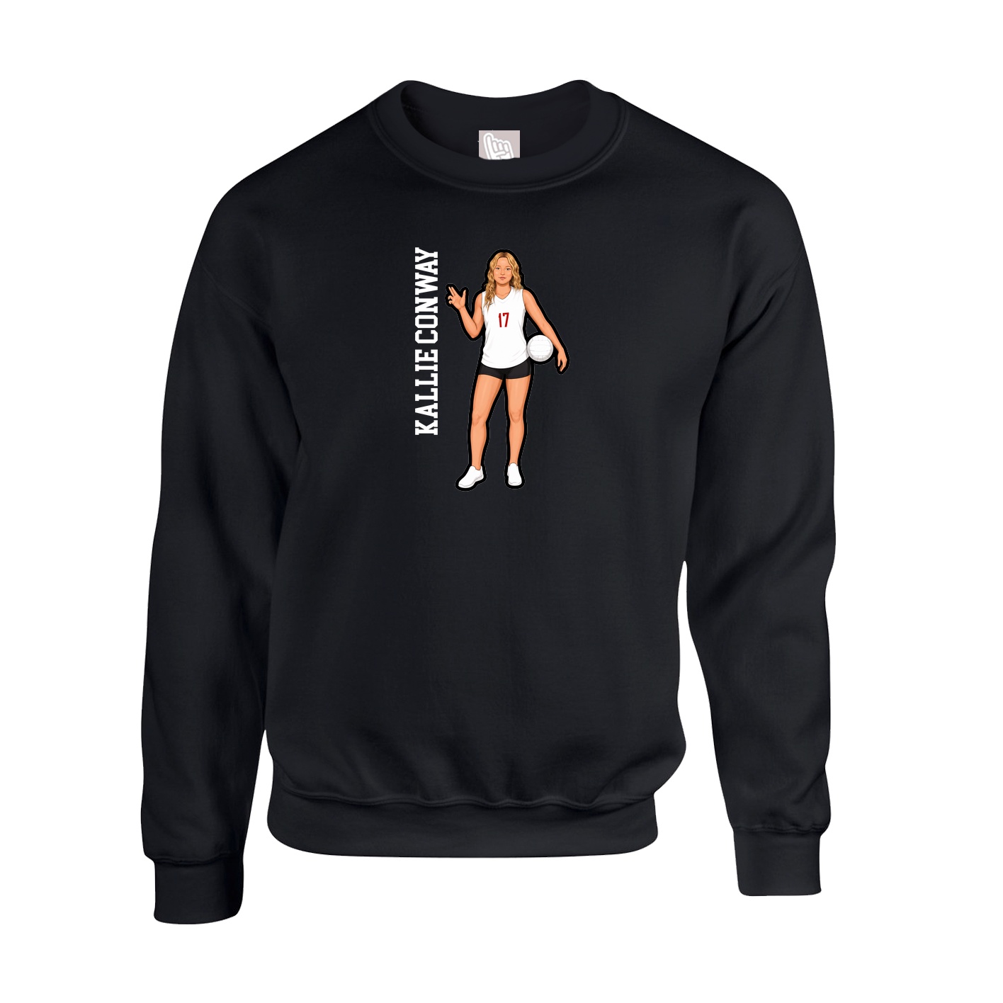 Fleece Crew — Name Vertical in Black