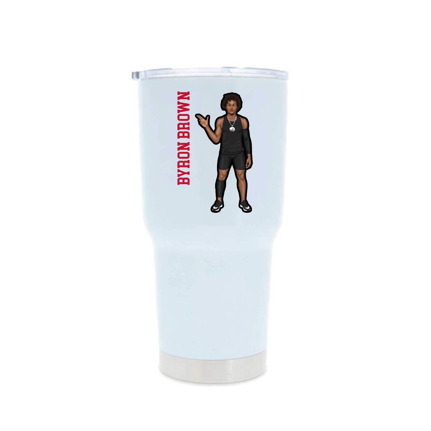 30oz Stainless Steel Tumbler — Name Vertical in White