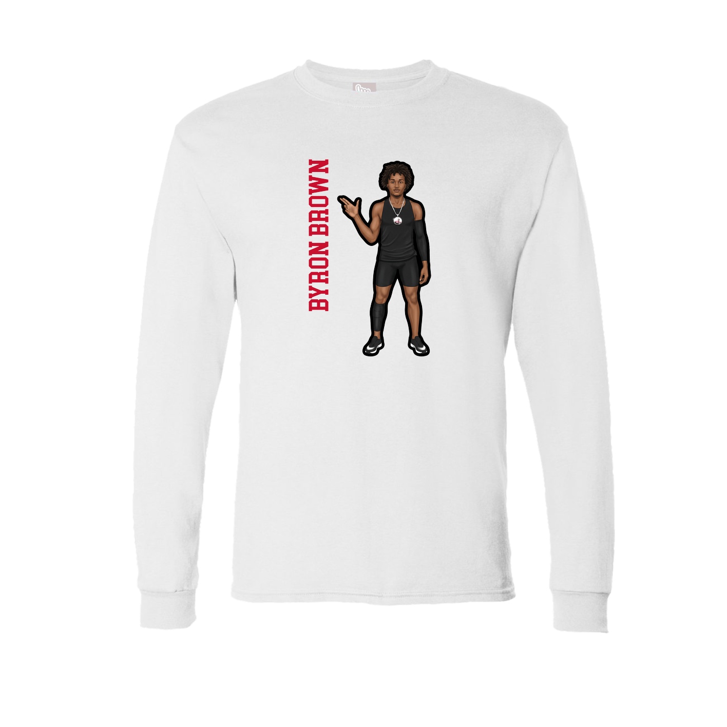 Long Sleeve Tee — Name Vertical in White