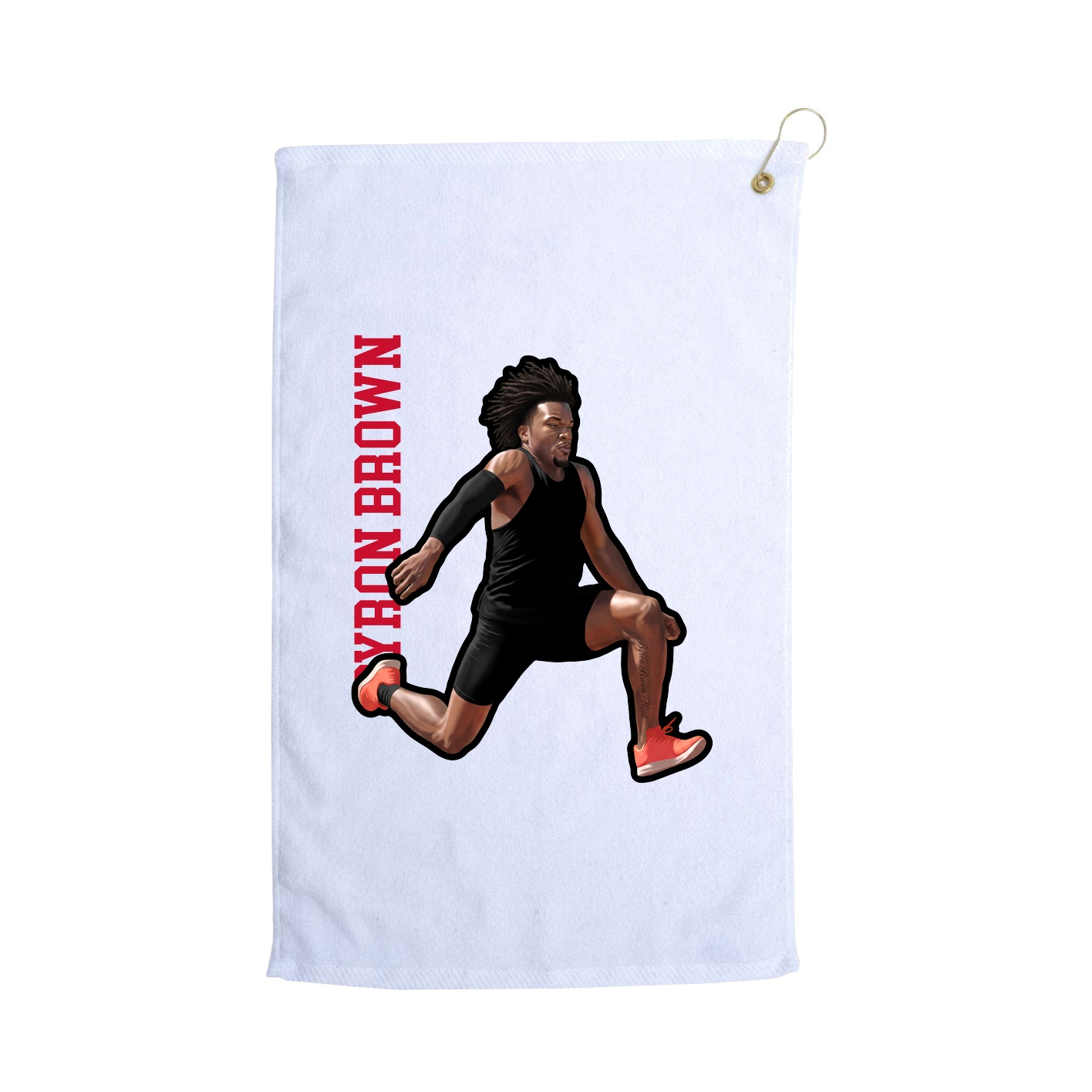 Golf Towel — Name Vertical in White