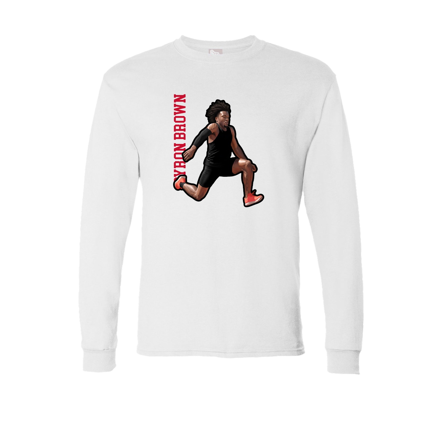 Long Sleeve Tee — Name Vertical in White
