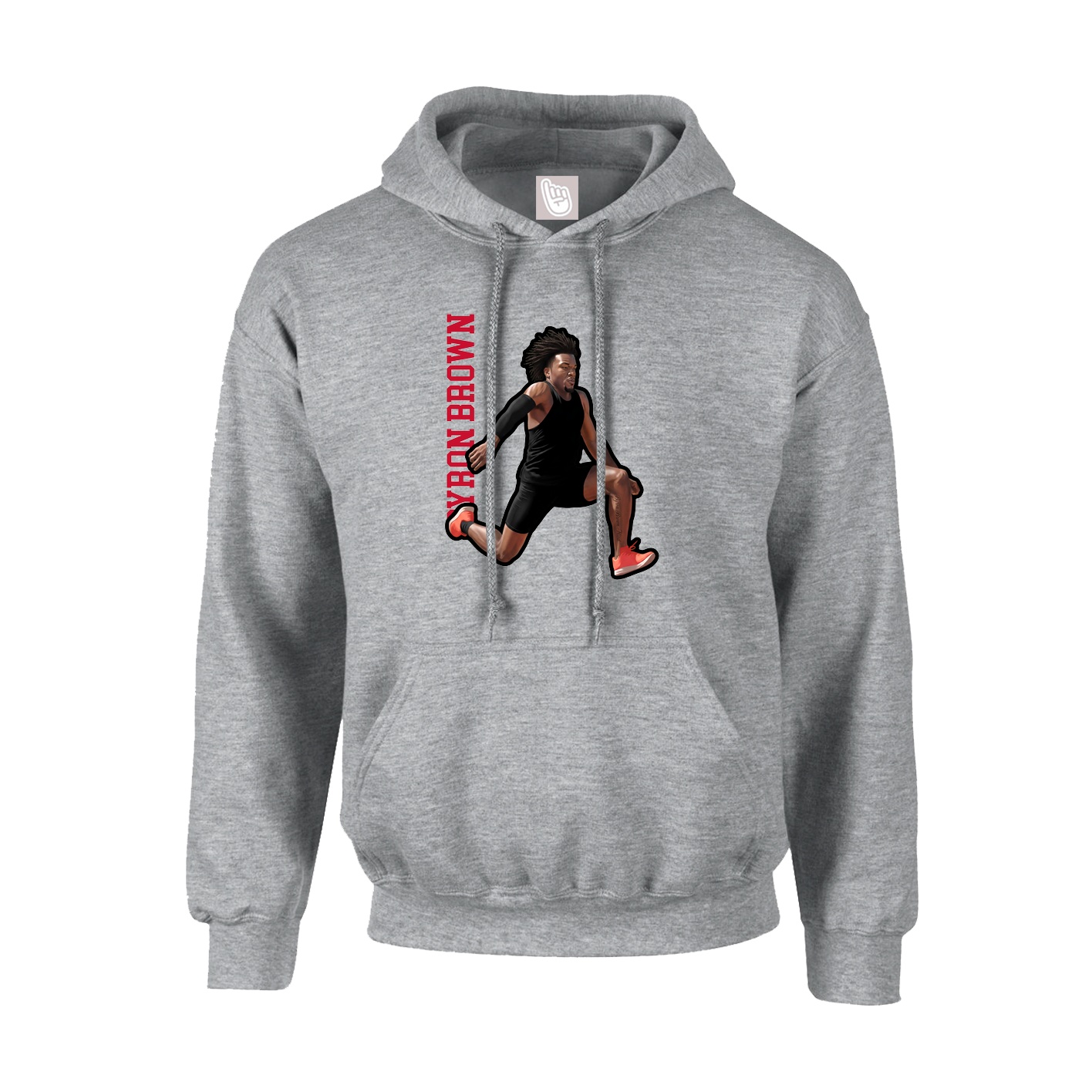 Hoodie — Name Vertical in Grey