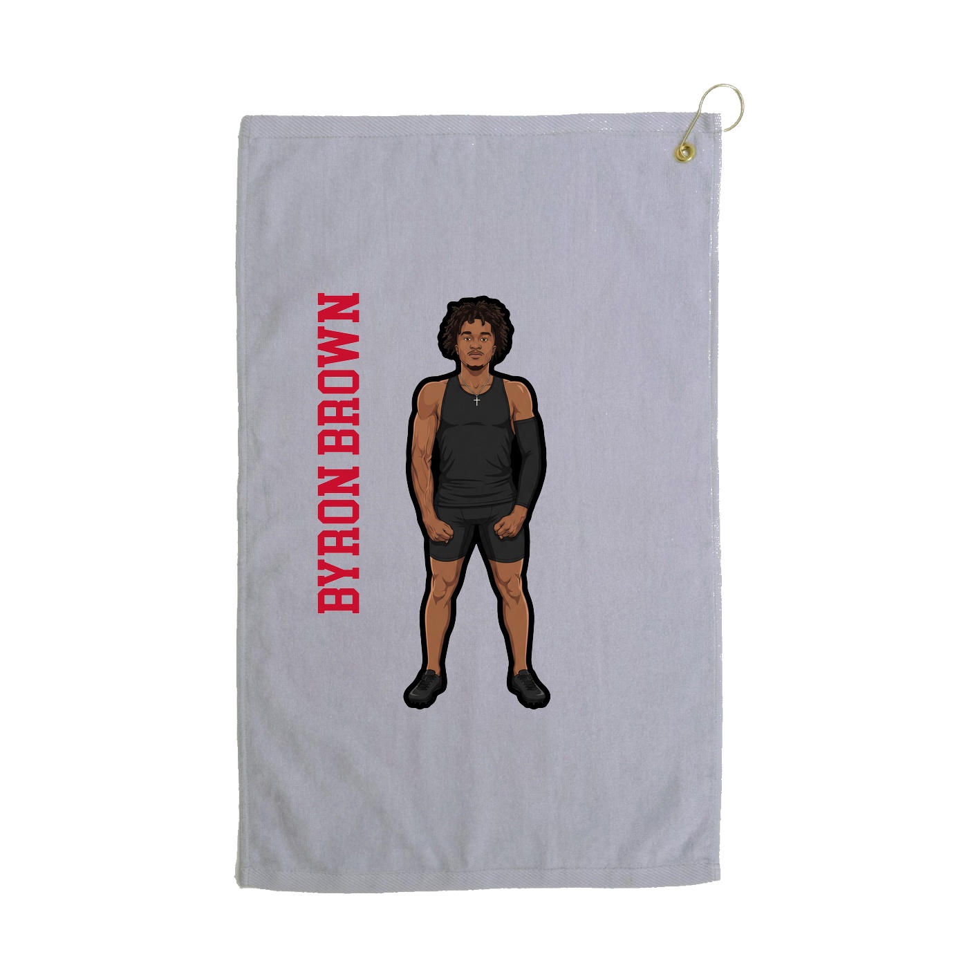 Golf Towel — Name Vertical in Grey
