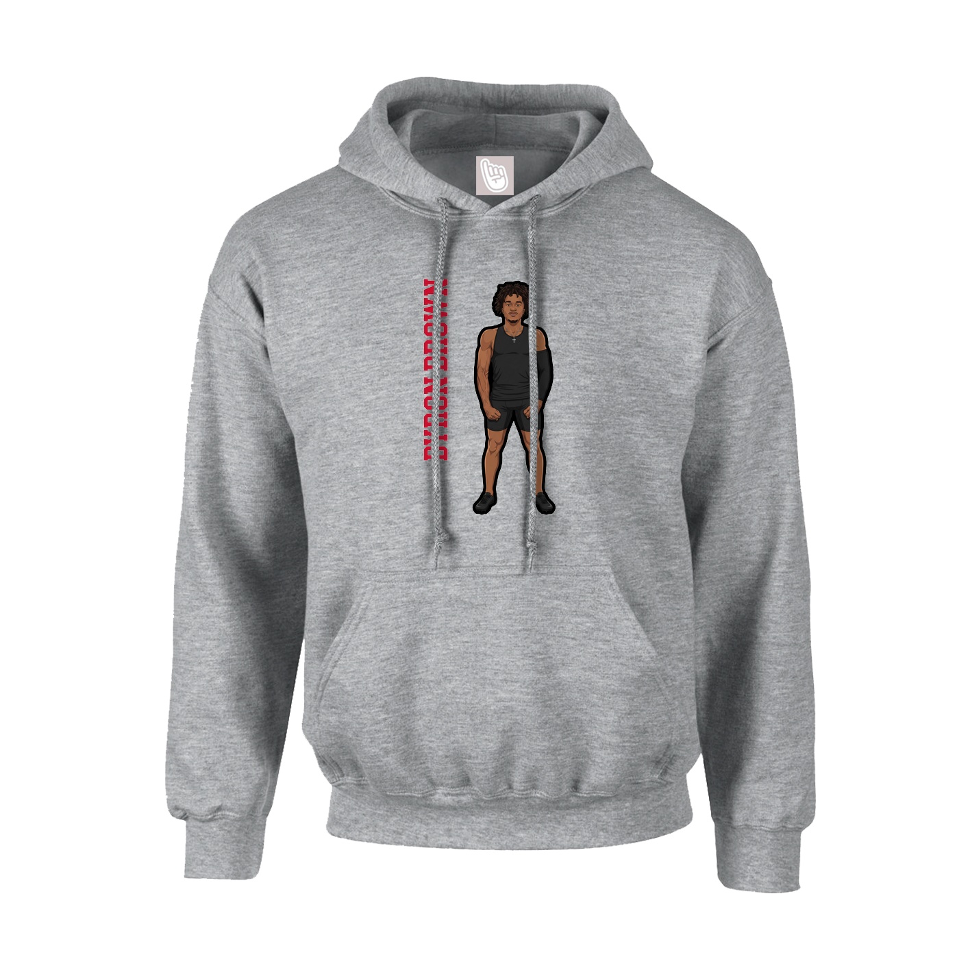 Hoodie — Name Vertical in Grey