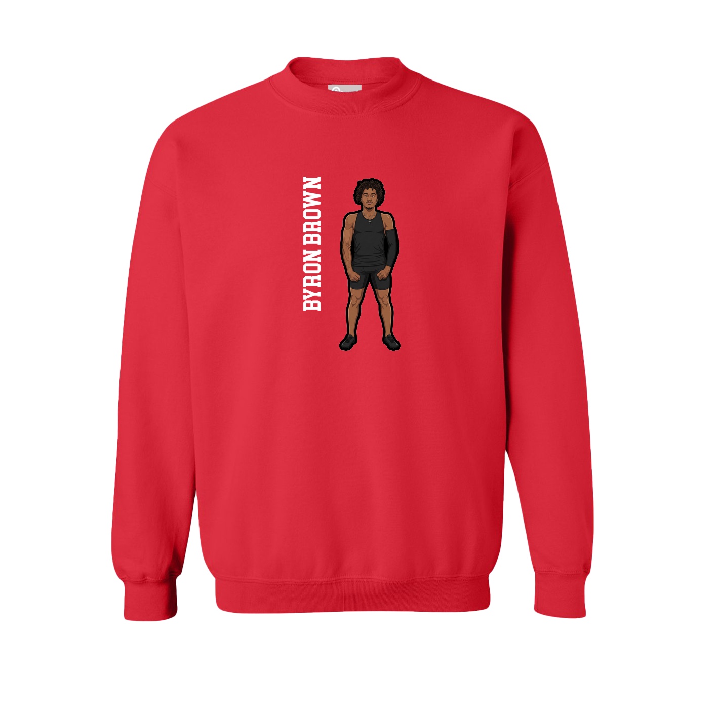 Fleece Crew — Name Vertical in Red