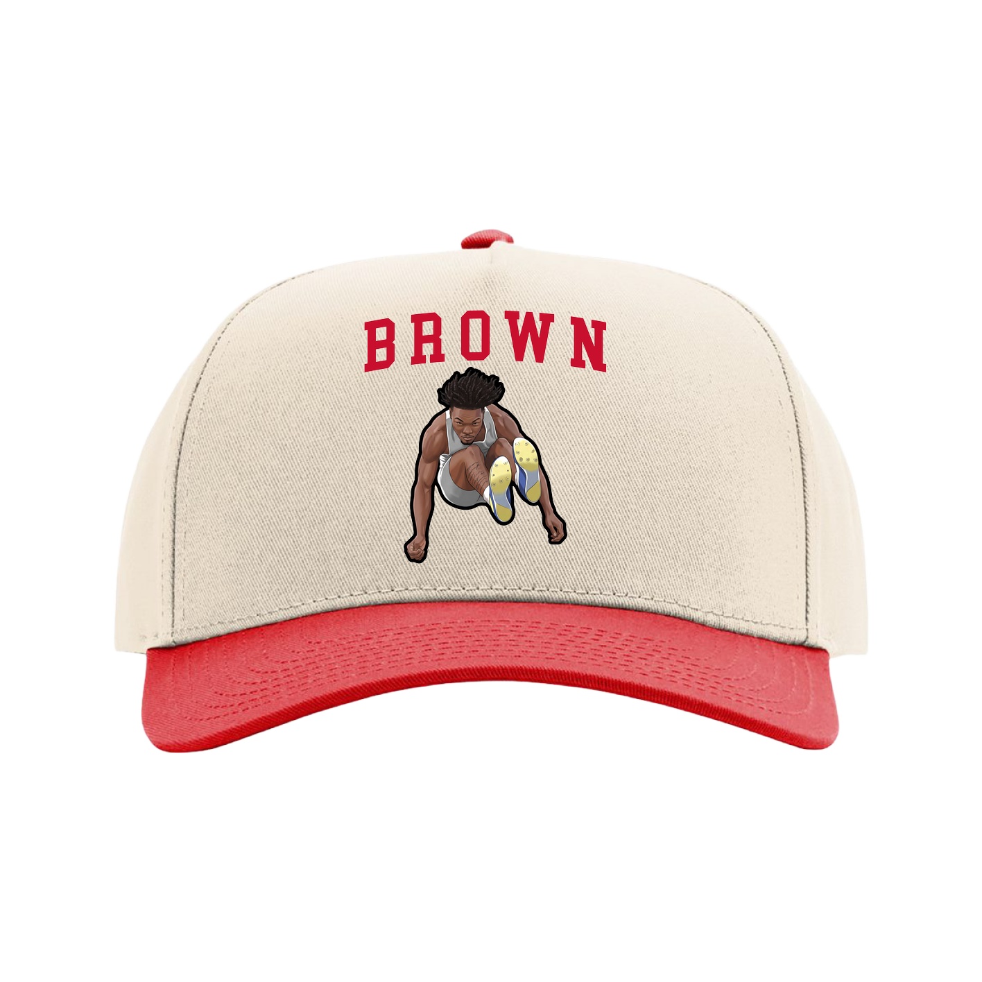 Full Fabric Five-Panel Champ Cap — Shirsey in Cream/Red