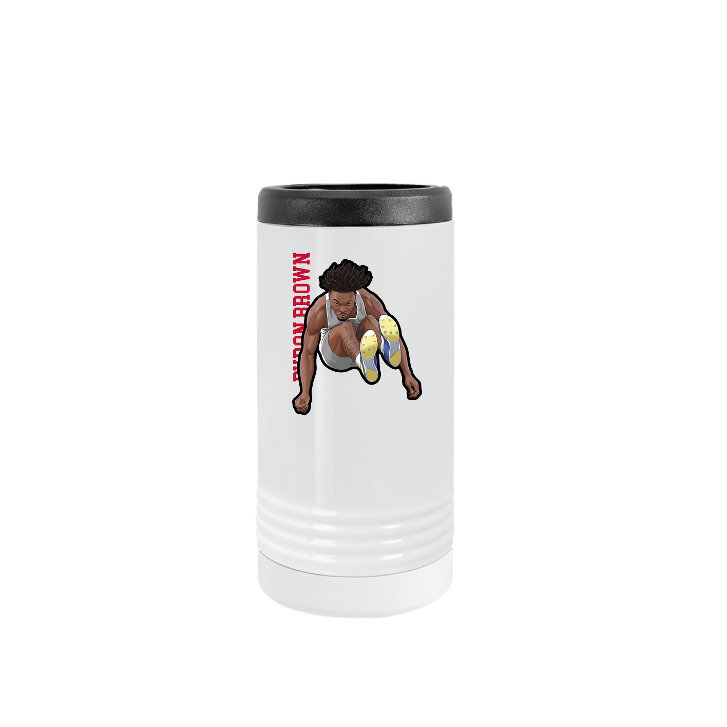 Slim Beverage Holder — Name Vertical in White