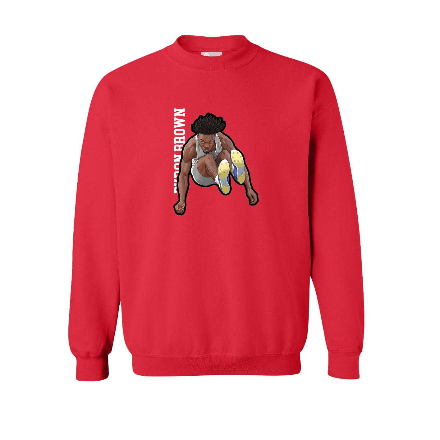 Fleece Crew — Name Vertical in Red
