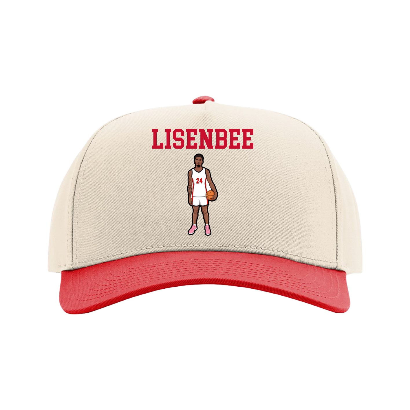 Full Fabric Five-Panel Champ Cap — Shirsey in Cream/Red