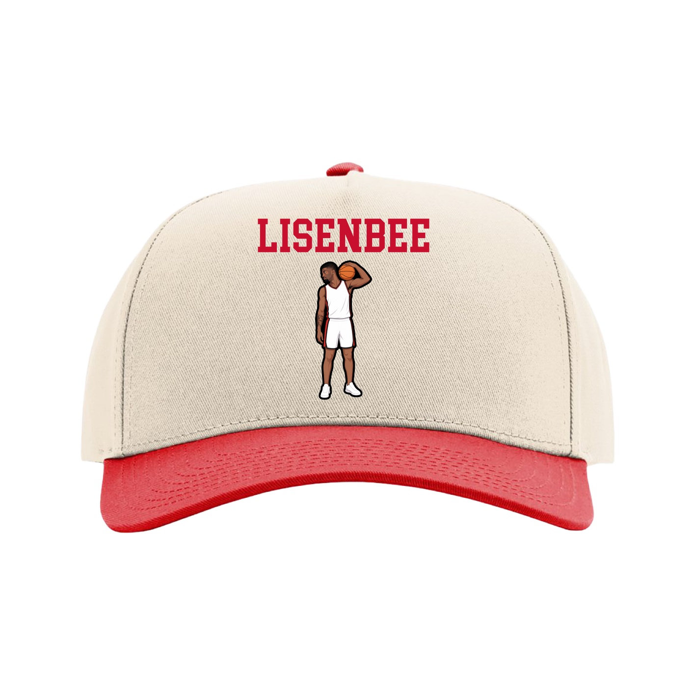 Full Fabric Five-Panel Champ Cap — Shirsey in Cream/Red