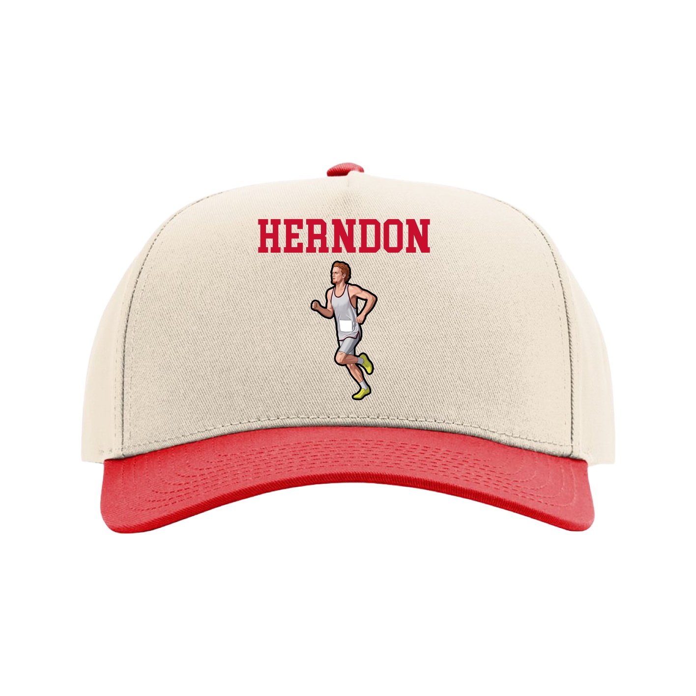 Full Fabric Five-Panel Champ Cap — Shirsey in Cream/Red